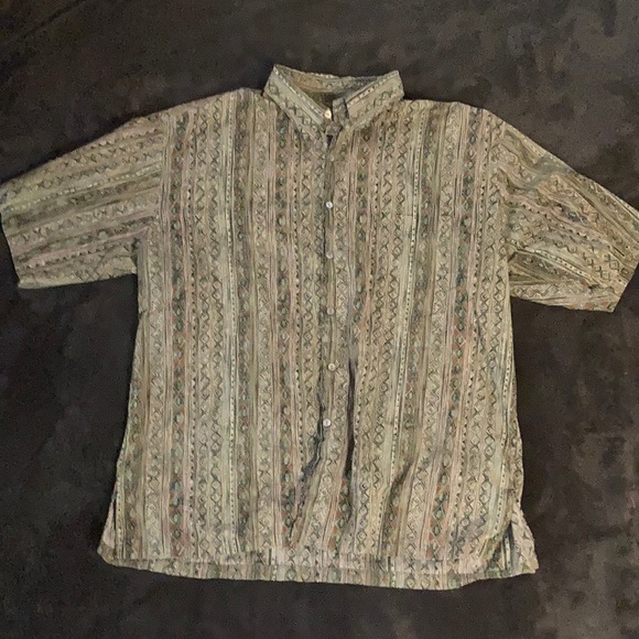 Tori Richard Funky green pattern men’s large casual button down - Picture 1 of 4